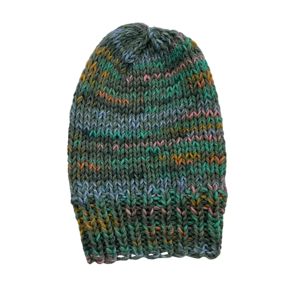 Multicolor Hand Knit Chunky Knit Cuffed Beanie / Hat, OS